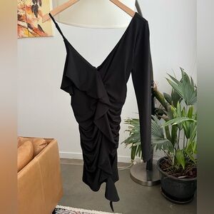NWT NBD One Sleeve Black Fitted Mini Dress